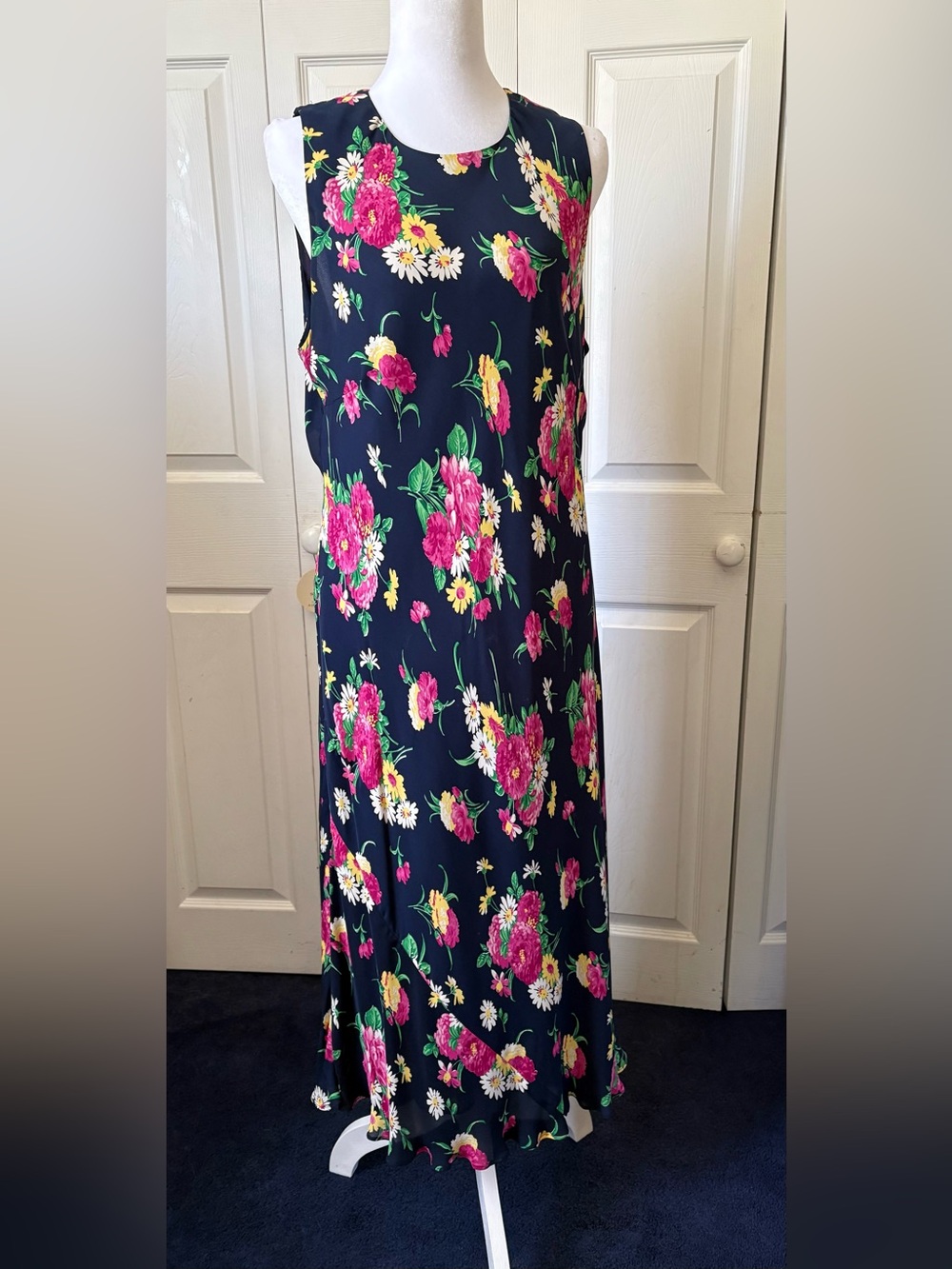 Ralph Loren Floral Sleeveless Dress - navy Blue and Pink